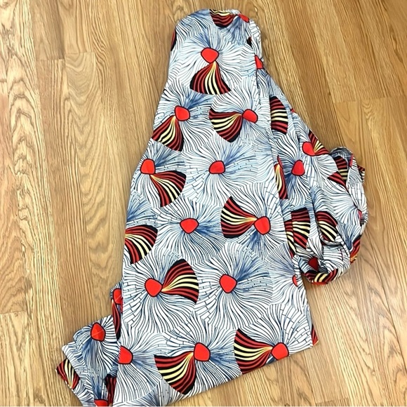 NWT Cellabie Palazzo Red-Fan Print Halter,Jumpsuit Wide-Leg,Belted,Size S - Picture 4 of 12